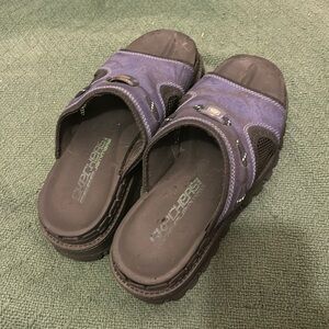 Skechers Jammers  Sandals 8 Blue Platform Slides Chunky 90s Y2K